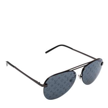 Pre Owned Louis Vuitton Gunmetal Tone/ Dark Grey Monogram Z1019W Clockwise Aviator Sunglasses