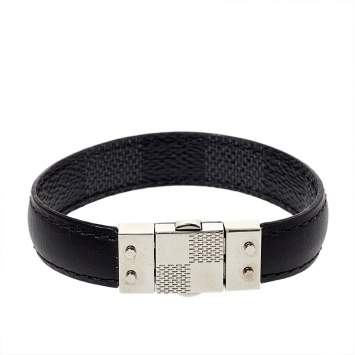 Pre Owned Louis Vuitton Black Damier Canvas & Leather Reversible Check It Bracelet