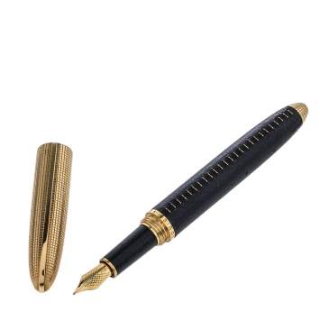 Pre Owned Louis Vuitton Black Leather Gold Tone Doc Fountain Pen