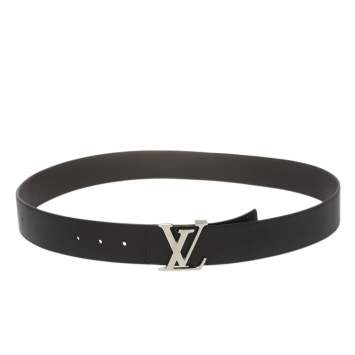 Pre Owned Louis Vuitton Black/Brown Leather Reversible Initiales Belt Size 100CM