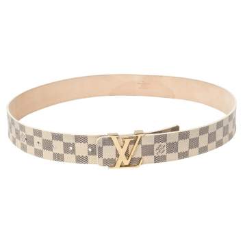 Pre Owned Louis Vuitton Damier Azur Canvas LV Initiales Belt 100CM