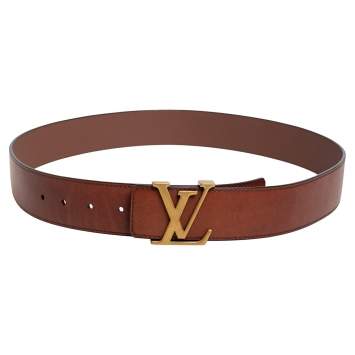 Pre Owned Louis Vuitton Brown Leather LV Initiales Belt 95 CM