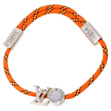 Pre Owned Louis Vuitton Fluo Neon Silver Tone Adjustable Cord Bracelet