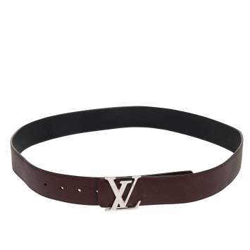 Pre Owned Louis Vuitton Brown /Black Leather Reversible Initiales Belt Size 95CM