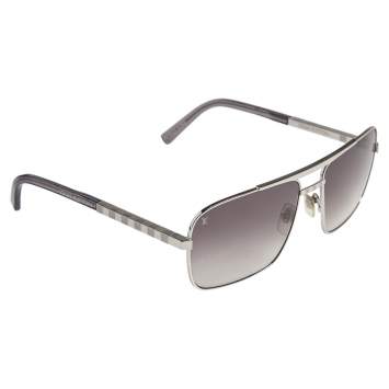 Pre Owned Louis Vuitton Silver Tone Damier / Grey Gradient Z0260U Attitude Pilot Sunglasses