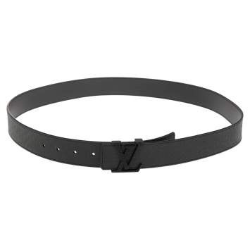 Pre Owned Louis Vuitton Black Taiga Leather LV Initiales Belt 105CM