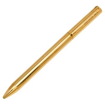 Pre Owned Louis Vuitton Gold Tone Vertical Engraved Ballpoint Pen
