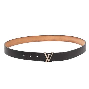 Pre Owned Louis Vuitton Black Leather LV Initiales Belt 95CM