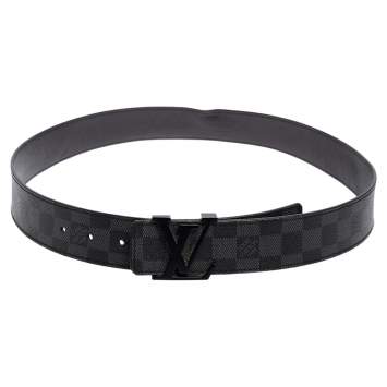 Pre Owned Louis Vuitton Damier Graphite Canvas LV Initiales Belt 95CM