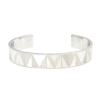 Pre Owned Louis Vuitton Silver Tone Shadow V Open Cuff Bracelet