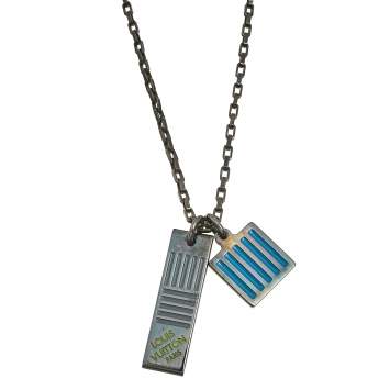 Pre Owned Louis Vuitton Damier Color Palladium Plated Pendant Necklace