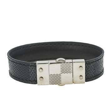 Pre Owned Louis Vuitton Check It Damier Graphite Leather Bracelet 