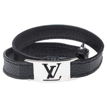 Pre Owned Louis Vuitton Diamer Canvas Leather Sign it Bracelet