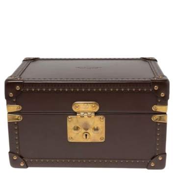 Pre Owned Louis Vuitton Brown Leather Watch and Jewelry Boite Montre Case