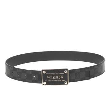 مملوكة مسبقًا Louis Vuitton Black Damier Graphite Canvas Inventeur Belt 85CM