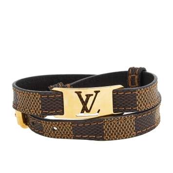 Pre Owned Louis Vuitton Sign It Damier Canvas Double Wrap Bracelet 19