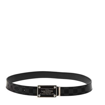 Pre Owned Louis Vuitton Black Damier Graphite Canvas Inventeur Reversible Belt 90CM