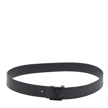 Pre Owned Louis Vuitton Black Taiga Leather LV Initiales Belt 90 CM