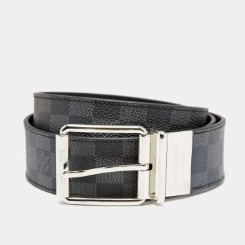 Pre Owned Louis Vuitton Black Damier Graphite Canvas Reversible Belt 110CM