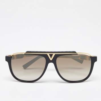 Pre Owned Louis Vuitton Black & Gold Z0936W Evidence Aviator Gradient Sunglasses