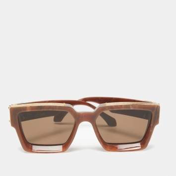 Pre Owned Louis Vuitton Honey Havana/ Brown 1.1 Millionaires Square Sunglasses