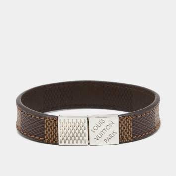Pre Owned Louis Vuitton Damier Ebene Canvas Brown Pull It Bracelet