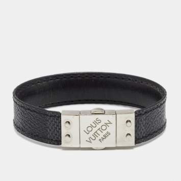 Pre Owned Louis Vuitton Pull It Damier Canvas Silver Tone Reversible Wrap Bracelet