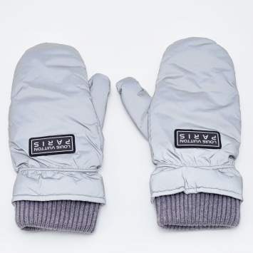 Pre Owned Louis Vuitton Grey Space Mission Shimmer Synthetic Gloves