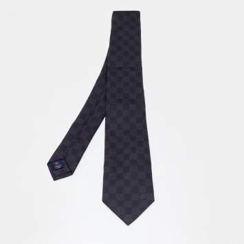 مملوكة مسبقًا Louis Vuitton Black Damier Ebene Pattern Silk Tie