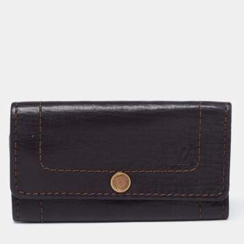 Pre Owned Louis Vuitton Brown Utah Leather Key Holder