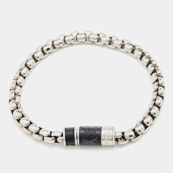 Pre Owned Louis Vuitton Silver Tone Monogram Chain Bracelet