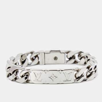 Pre Owned Louis Vuitton Palladium Finish Monogram Chain Bracelet