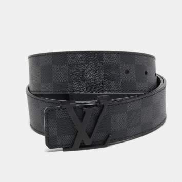 Pre Owned Louis Vuitton Black Damier Ebene Canvas LV Initiales Belt 100CM
