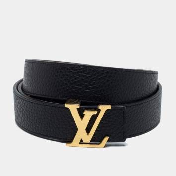 Pre Owned Louis Vuitton Black/Brown Leather LV Initiales Reversible Belt 105 CM
