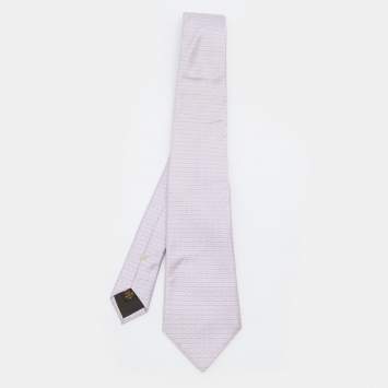 Pre Owned Louis Vuitton Lavender Logo Jacquard Silk Tie