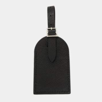 Pre Owned Louis Vuitton Black Taiga Leather Luggage Name Tag