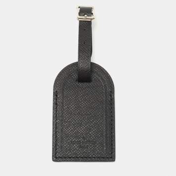 Pre Owned Louis Vuitton Black Taiga Leather Luggage Name Tag