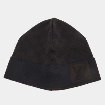 Pre Owned Louis Vuitton Black/Brown Petit Damier Beanie