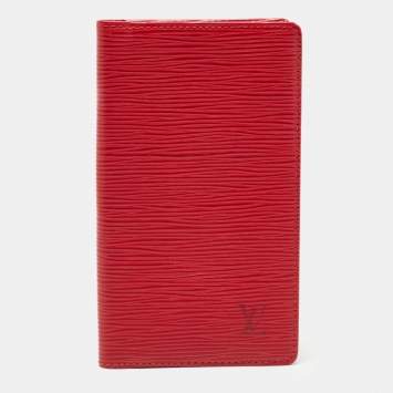 Pre Owned Louis Vuitton Red Epi Leather Checkbook Wallet