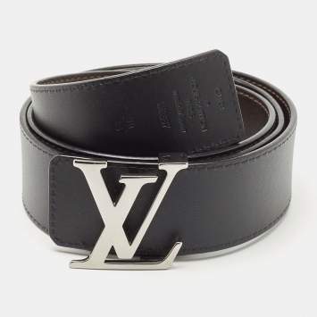 Pre Owned Louis Vuitton Black/Brown Leather Reversible Initiales Belt 90CM