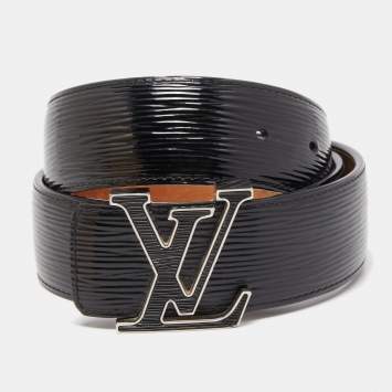 Pre Owned Louis Vuitton Black Electric Epi Leather LV Initiales Reversible Belt 85CM