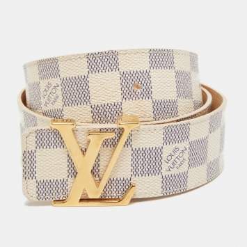 Pre Owned Louis Vuitton Damier Azur Canvas LV Initiales Belt 90cm