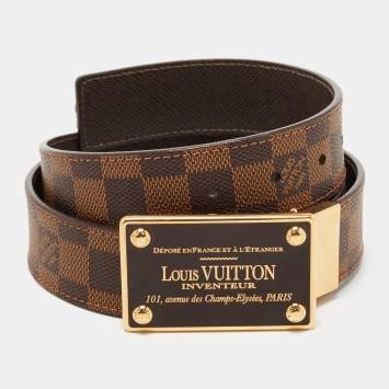 Pre Owned Louis Vuitton Damier Ebene Canvas Inventeur Reversible Belt 90 cm