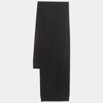 Pre Owned Louis Vuitton Brown Petit Damier Wool Scarf