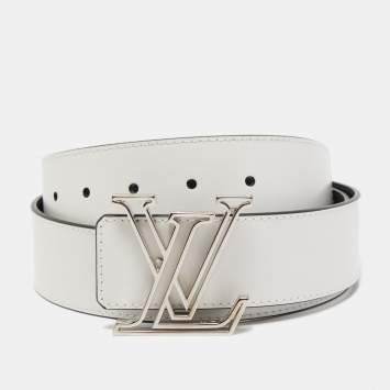 مملوكة مسبقًا Louis Vuitton White Leather LV Initiales Reversible Belt 95CM