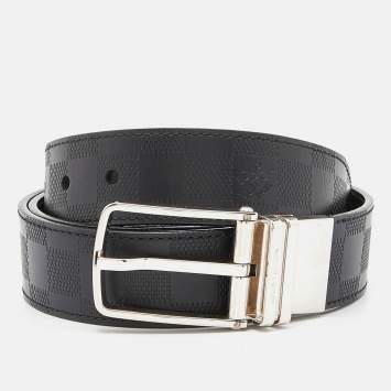 Pre Owned Louis Vuitton Black Damier Inifini Leather Boston Reversible Belt 105CM