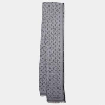 Pre Owned Louis Vuitton Grey Cotton Monogram Essentials Stole