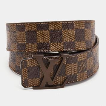 Pre Owned Louis Vuitton Damier Ebene Canvas LV Initiales Belt 90CM