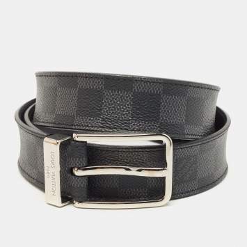 Pre Owned Louis Vuitton Black Damier Graphite Canvas Pont Neuf Belt 95CM