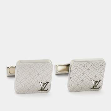 Pre Owned Louis Vuitton Champs Elysées Textured Silver Tone Cufflinks